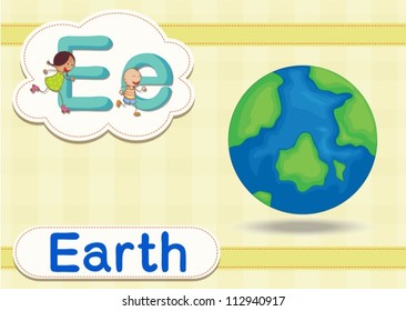 Illustrated vocabulary card with letters