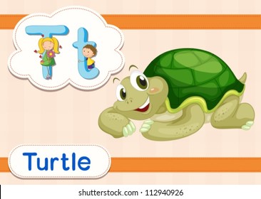 Illustrated vocabulary card with letters