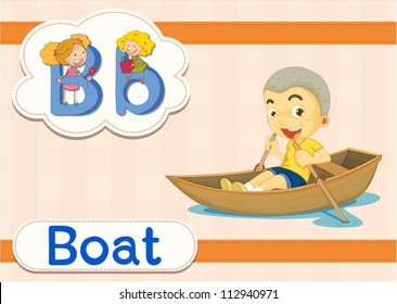 Illustrated vocabulary card with letters
