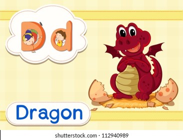 Illustrated vocabulary card with letters