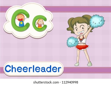 Illustrated vocabulary card with letters