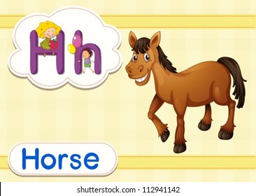 Illustrated vocabulary card with letters