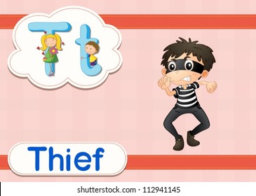 Illustrated vocabulary card with letters