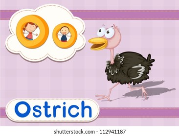 Illustrated vocabulary card with letters