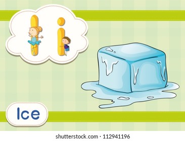 Illustrated vocabulary card with letters