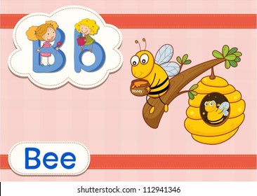 Illustrated vocabulary card with letters