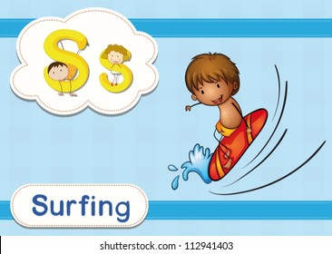 Illustrated vocabulary card with letters