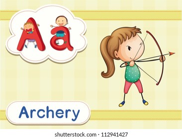 Illustrated vocabulary card with letters