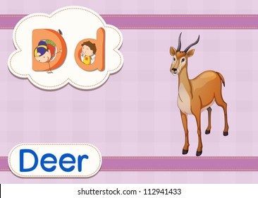 Illustrated vocabulary card with letters