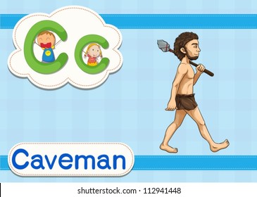Illustrated vocabulary card with letters