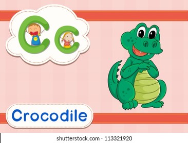 Illustrated vocabulary card with letters