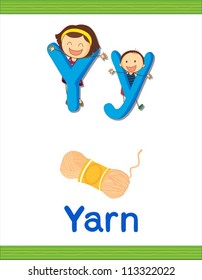 Illustrated vocabulary worksheet card with cartoon