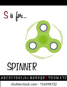Illustrated vocabulary worksheet card with cartoon spinner for Children Education