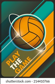 Illustrated volleyball poster in color. Vector illustration.