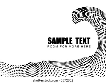 Illustrated wave in black and white with copy space