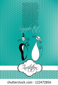 illustrated wedding invitation -  vector illustration