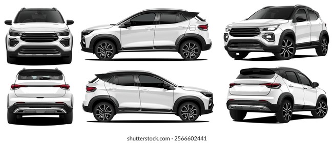 illustrated white car suv blueprint 