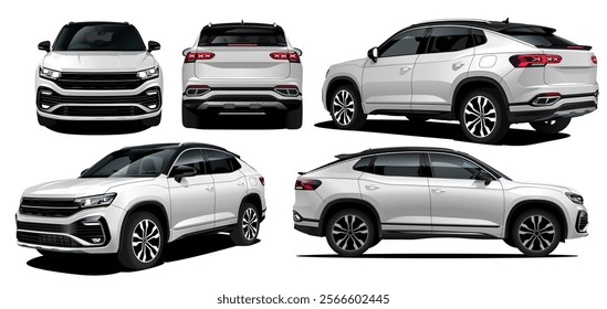 illustrated white car suv blueprint 