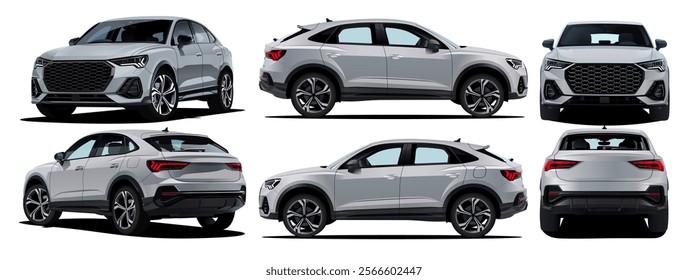 illustrated white car suv blueprint 