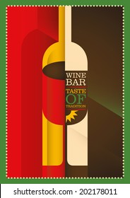 Illustriertes Weinplakatdesign. Vektorgrafik.
