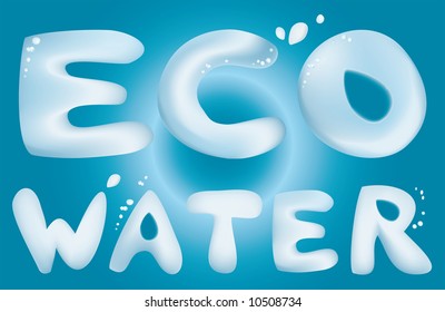 illustrated words water and e c o