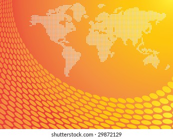 Illustrated world map on abstract background
