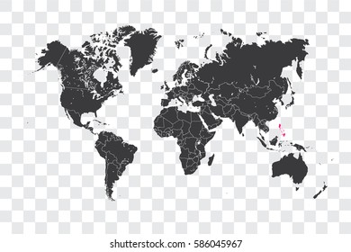 Illustrated World Map with the selected Country Shape of Philippines