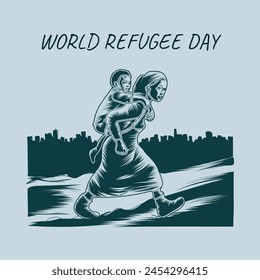 Illustrierter Weltflüchtlingstag Vektorgrafik Design