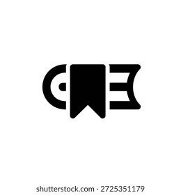 Ilustra um simples ícone de marcador plano em preto, apresentando um design limpo e moderno com um fundo transparente, ideal para várias aplicações criativas.