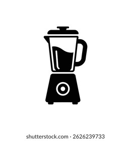 Ilustra un simple icono de licuadora de batidos. Cuenta con un fondo transparente, promoviendo el uso en varias aplicaciones digitales y enfatizando la flexibilidad del diseño.