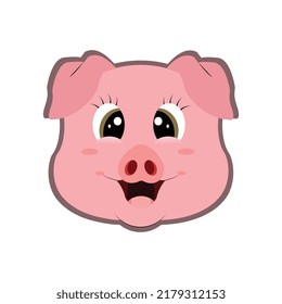 illustraticartoon cute pig head suitable for icon and other