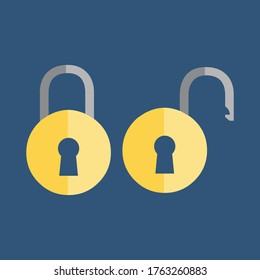 illustratiion graphic vector of Padlock icon, flat style, vector illustration.