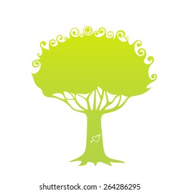 illustratiion of a green tree on white