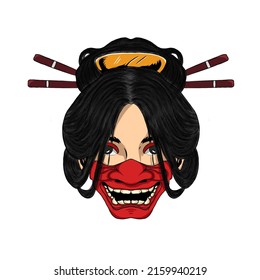 illustratin vector graphic of geisha. perfect for wallpaper and t-shirt design