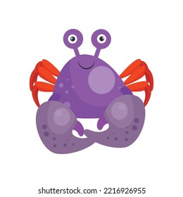 illustratin vector graphic red legged purple crab isolated on white background. beautiful crustacean with big claws