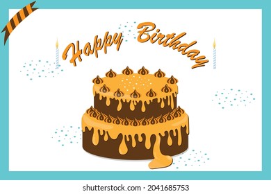 Illustrating birthday cake, colorful sweet cake.