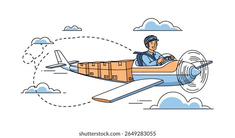 Illustrating the Concept of Fast and Efficient Air Cargo Delivery Services Through Innovative Aviation Technology