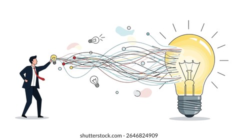 Illustrating the Creative Process of Generating Innovative Ideas Through Data Visualization and a Bright Light Bulb Symbolizing Insight and Inspiration