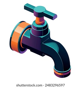 illustrating cryptocurrency faucets, showing a digital tap releasing coins or tokens as rewards for users