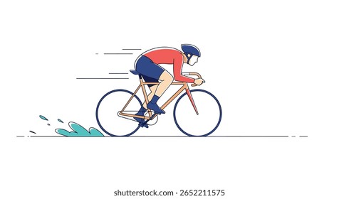 Ilustrando o Movimento Dinâmico de um Ciclista em um Ambiente Competitivo de Corrida Mostrando Velocidade e Determinação