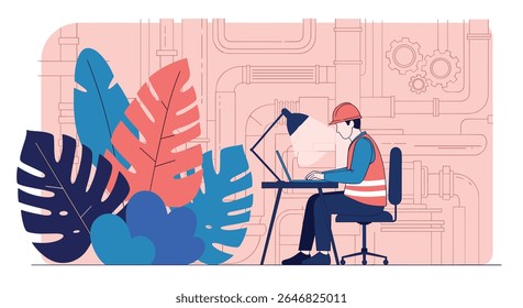 Ilustrando a engenhosidade de um arquiteto ao projetar estruturas inovadoras em um notebook