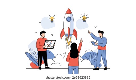 Illustrating the Journey of Innovation and Business Growth Through Team Collaboration and Strategic Planning