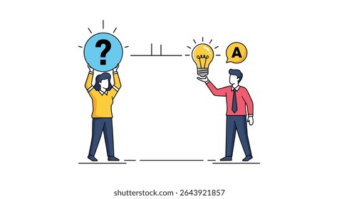 Ilustrando a busca de respostas Explorando conceitos de pergunta e resposta em um estilo minimalista
