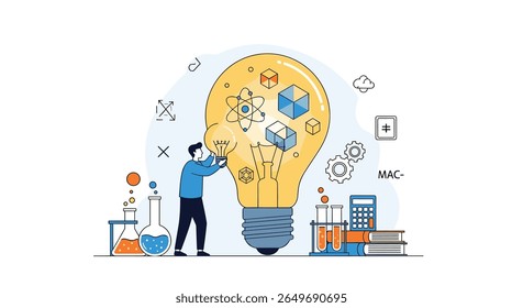 Ilustrando a centelha de engenhosidade e descoberta científica, alimentando a inovação e o progresso através de imagens conceituais