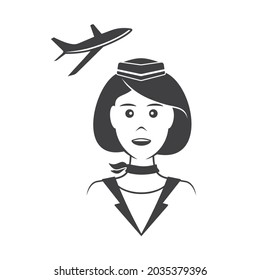 Illustratio Of Air Hostess, Air Hostess Icon.