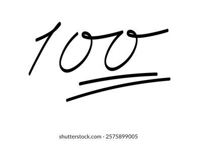 Illustration of 100 handwritten signatures, school teacher style