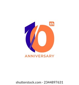 ILUSTRACIÓN 10.º ELEMENTO DE DISEÑO ANIVERSARIO SIMPLE VECTOR DE LOGOTIPO DE PLANTILLA