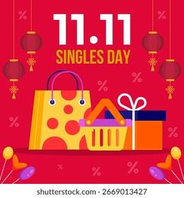 Ilustración para 11.11 singles día en estilo de diseño plano