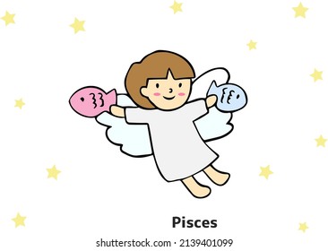 Illustration of the 12 constellations Pisces