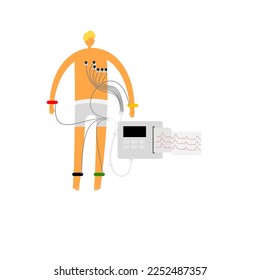 Illustration of 12 lead electrocardiography recordings on isolated background.